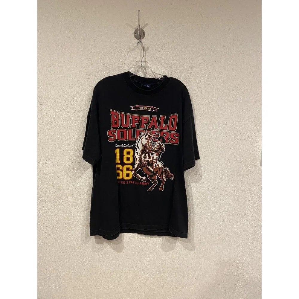 BigBoy Headgear Buffalo Soldiers Shirt Mens XL Black US Army Graphic Tee